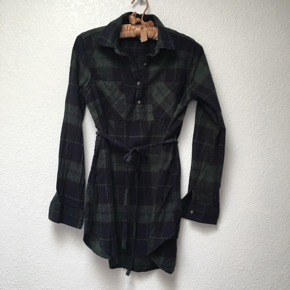 Blue and Green Maternity flannel XS
